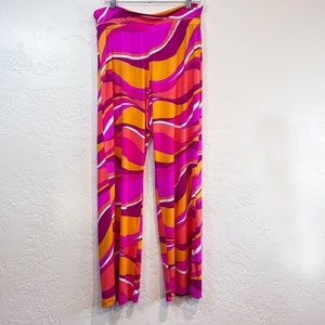 Trina Turk Colorful Vivid Vista Swim Beach Pant Jersey Stretch Cover Up 60s Look